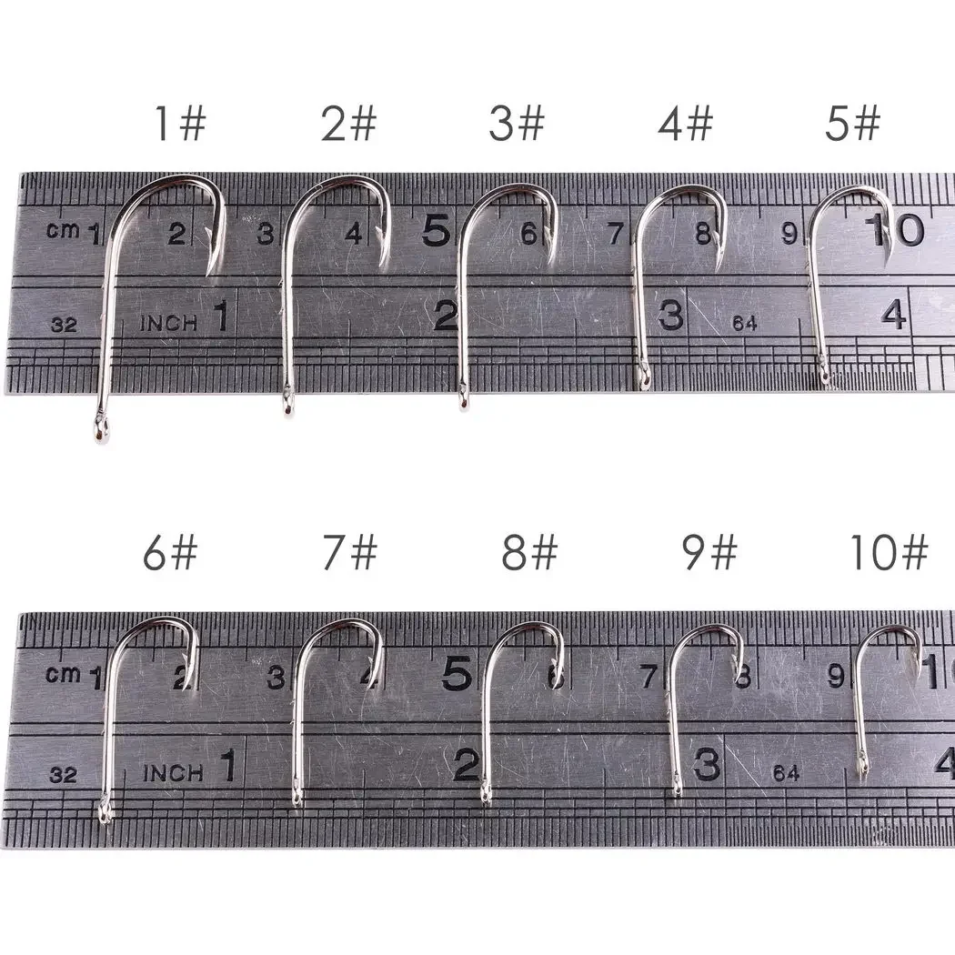 Aorace 50 Cái/hộp Cán Dài Móc Câu 1 #-12 # Cá Móc Thép Carbon Cao Cấp Sắc Nét Thép Gai Bù Đắp hẹp Mồi Móc Fishhook
