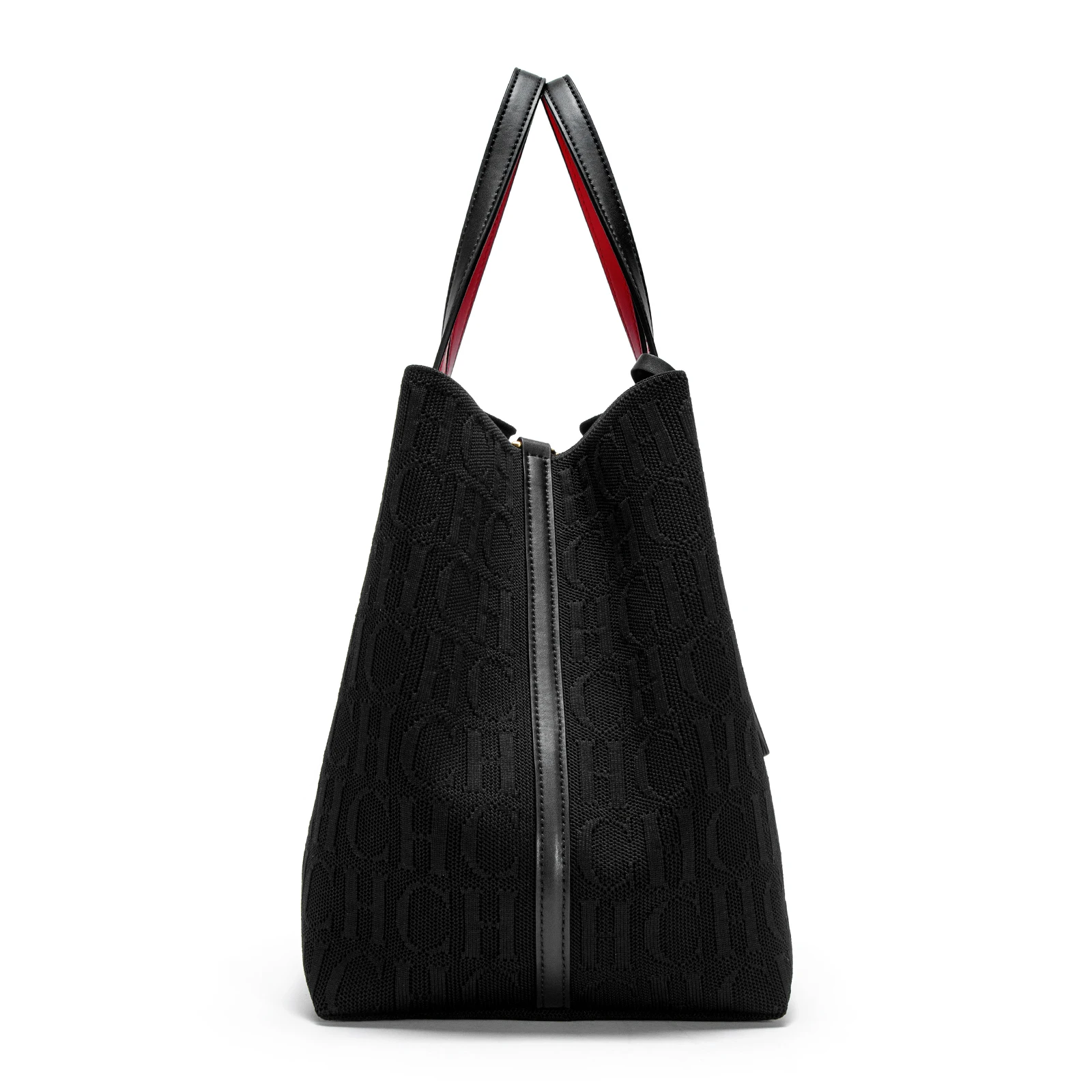 CHCH Tote Bag New Large Capacity Black Simple Knitted Shopping Bag 27*20*28cm