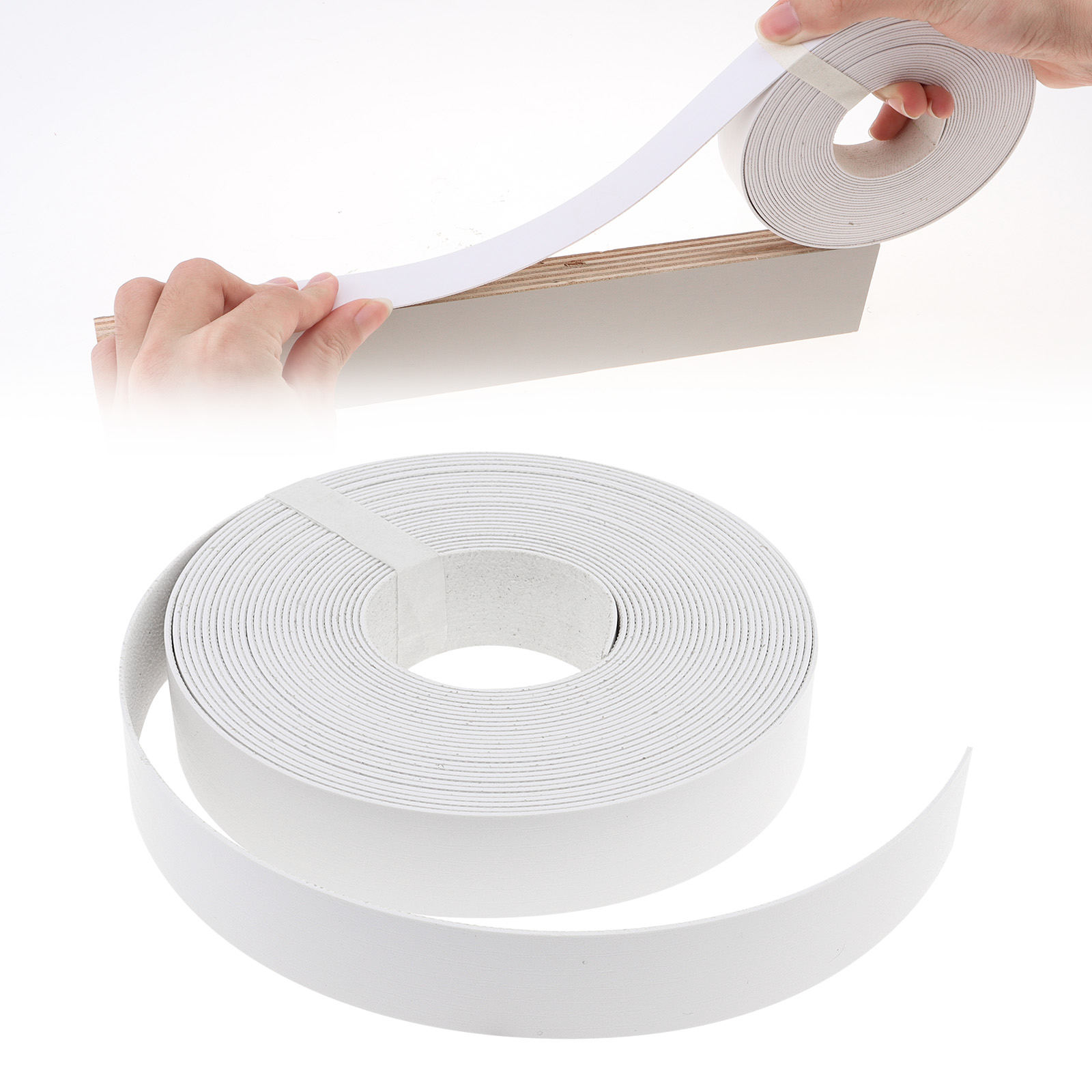 2.2cm x 7.62M White / Black Hot Melt Adhesive PVC Edge Banding Furniture Cabinet Surface Table Pre-glued Veneer Edging Tape