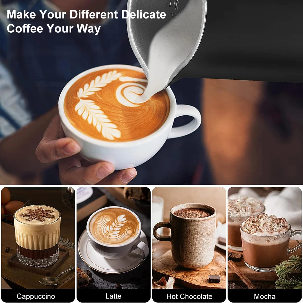 Frotherนมไฟฟ้าเครื่องโฟมนมสําหรับกาแฟCappuccino Latte 4 In 1 ร้อนและเย็นโฟมMakerอัตโนมัติFrother Foamer
