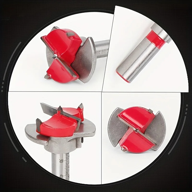 Holzbearbeitungs-Lochöffner-Set, Positionierung, flacher Flügelbohrer aus harter Legierung, verstellbarer Scharnierloch-Expander, 15–35 mm (mit Holzkiste)