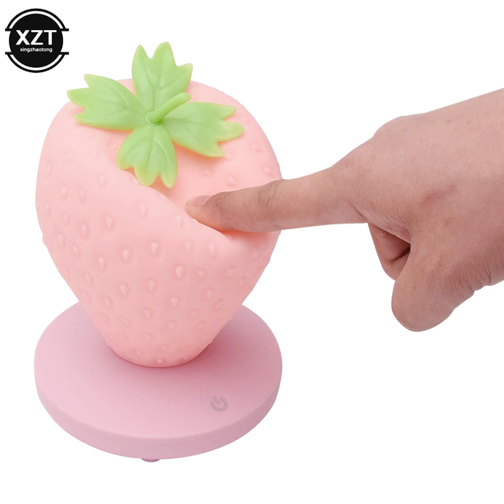 Led Energy-saving Lamp Children with Sleeping Night Light Fun USB Charging Strawberry Shape Lamp Touch Switch Bedroom Decoration