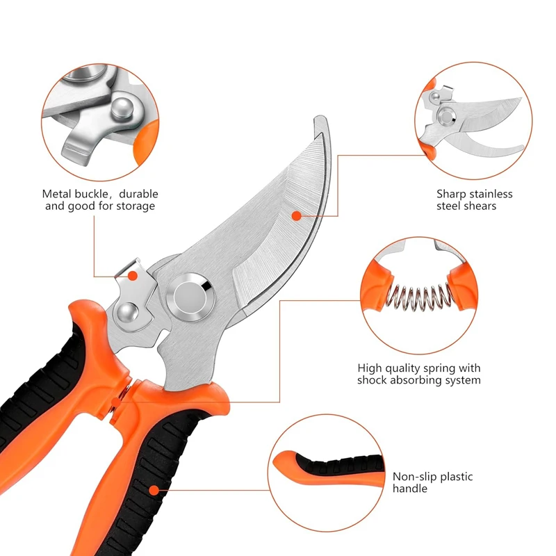 สวนกรรไกรสําหรับบอนไซ Professional Pruning ต้นไม้ Orchard องุ่นสาขา Gadgets การเกษตรฟาร์มเครื่องมือ Pruner ดอกไม้