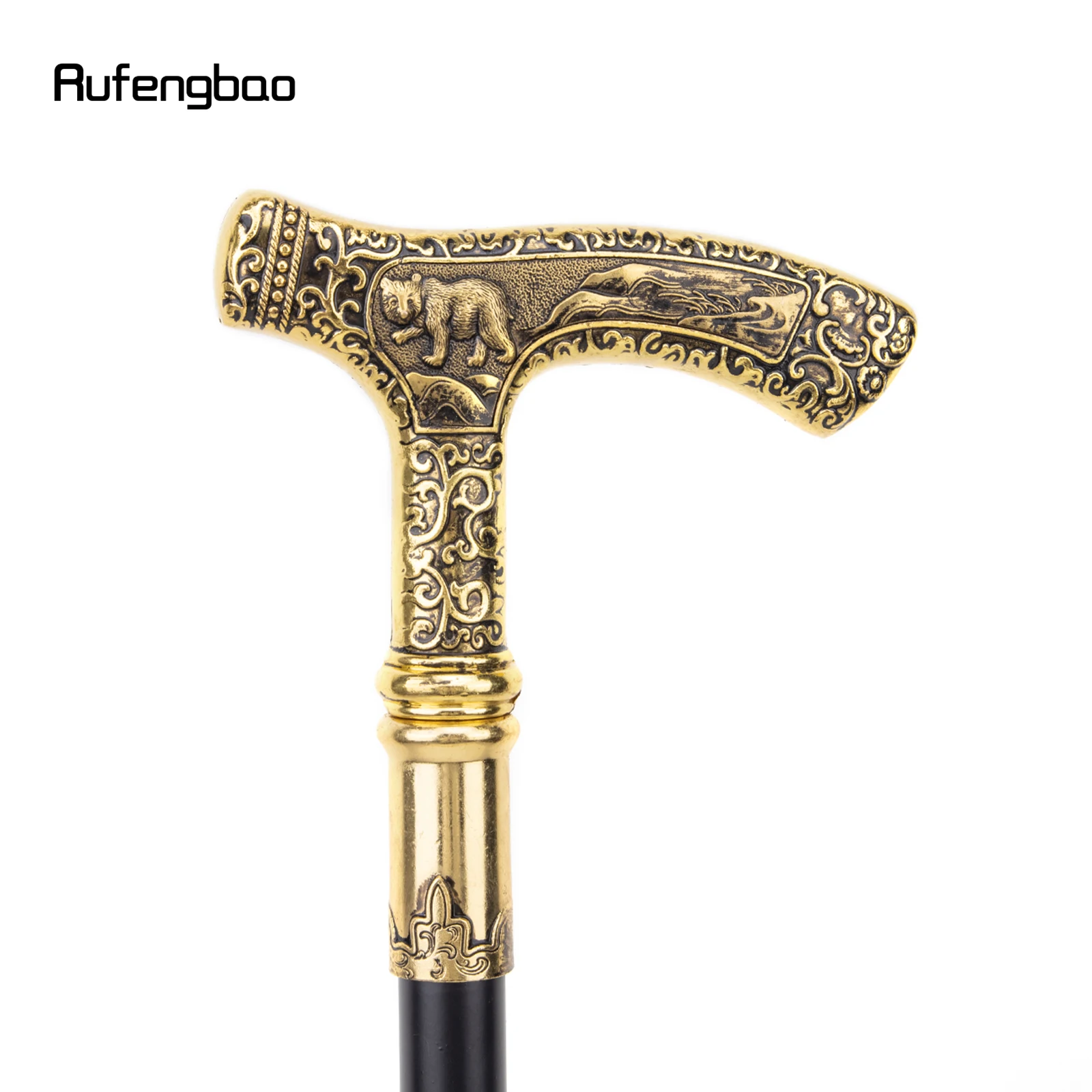 หรูหราทอง Bear Handle เดิน Cane ตกแต่งแฟชั่นเดิน Stick สุภาพบุรุษ Elegant คอสเพลย์ Cane ลูกบิด Crosier 90ซม.