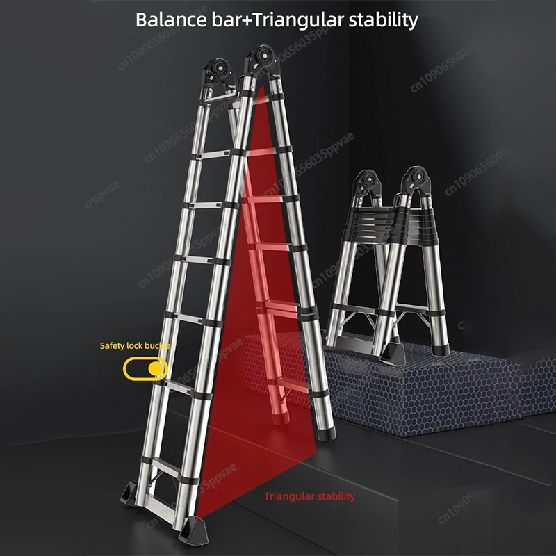 Портативная алюминиевая телескопическая лестница, складная конструкция с регулируемой высотой, многофункциональная лестница для домашнего хранения, чистки, обслуживания