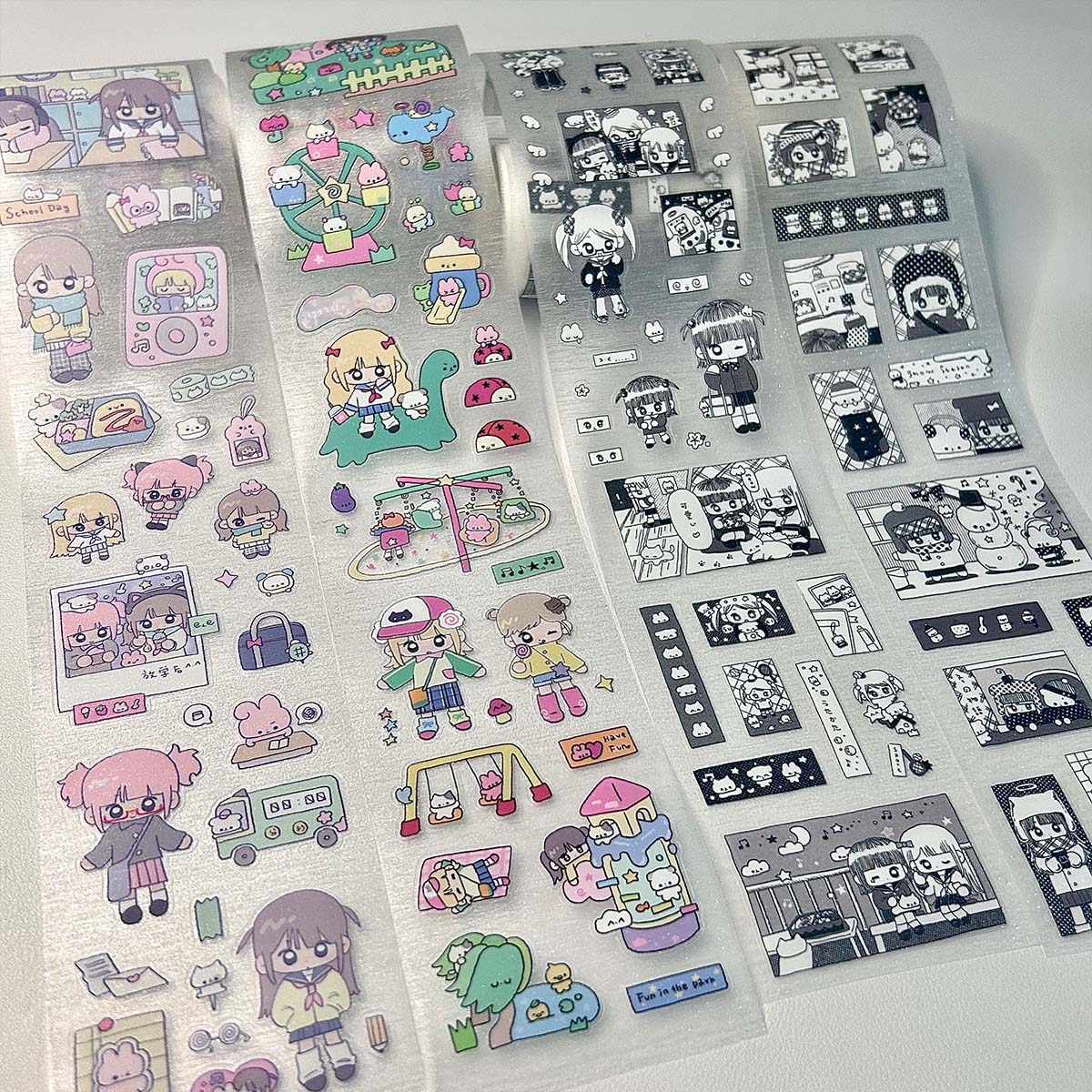 Cintas adhesivas para calcomanías, cinta Washi de momento brillante, pegatinas estilo PET Manga Shoujo para álbum de recortes para manualidades, álbum
