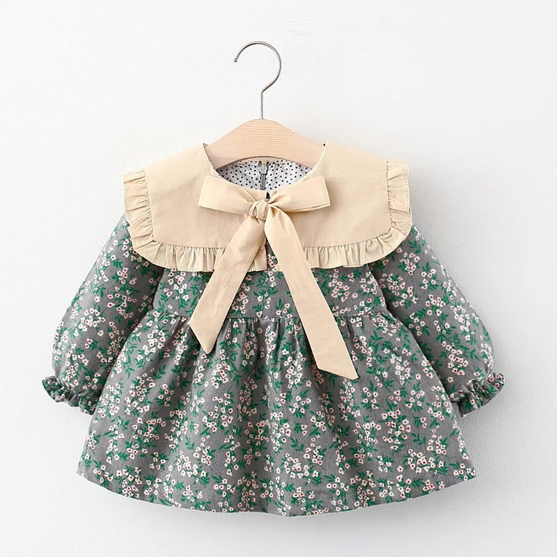 Robe imprimée à manches longues pour enfants, vêtements de printemps et d'automne pour filles, robe de princesse pour bébé