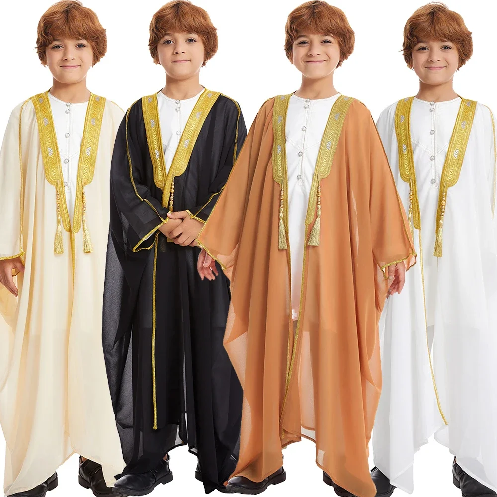 Muslimische saudi-arabische junge abaya kinder beten islamische kleidung kimono nah östlichen teen kleid dubai neue mode klassiker
