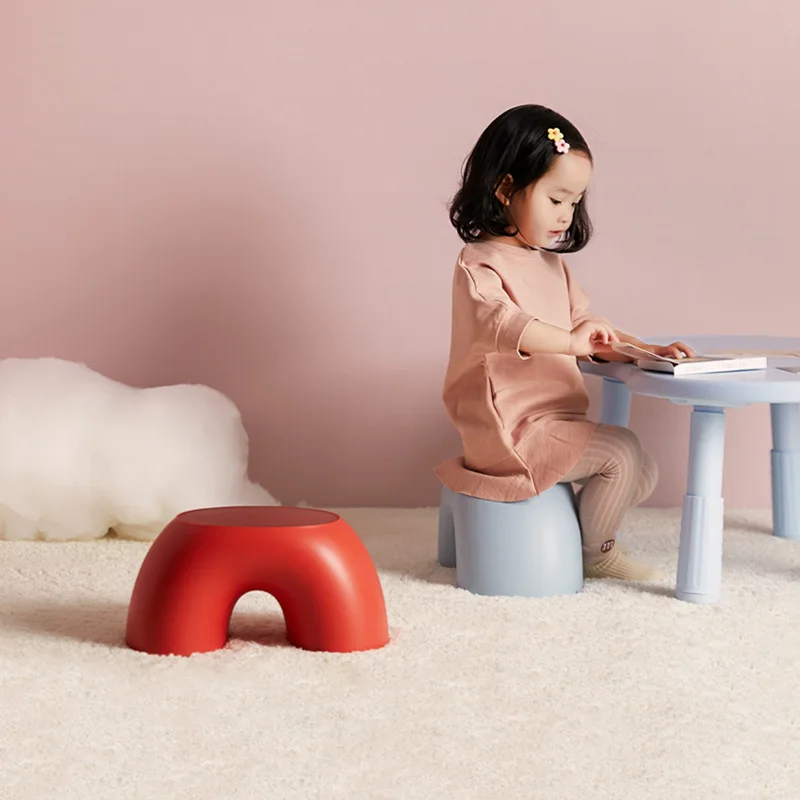 Colorful Rainbow Kids Stool - Round Non-Slip Step Stool for Children, Durable Shoe Changing Seat for Home