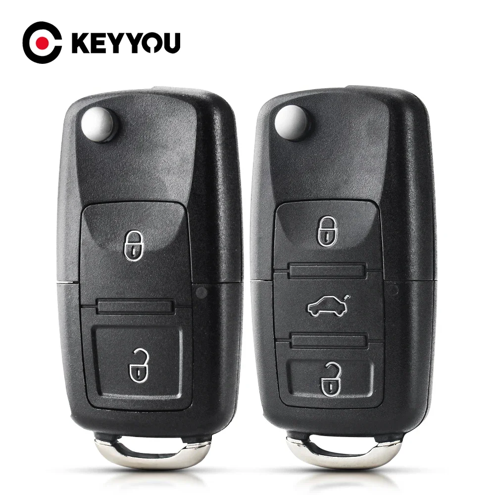 KEYYOU 10X Do Volkswagen Vw Jetta Golf Passat Beetle Skoda Seat Polo B5 Składany zdalny kluczyk samochodowy Składany pokrowiec na kluczyk