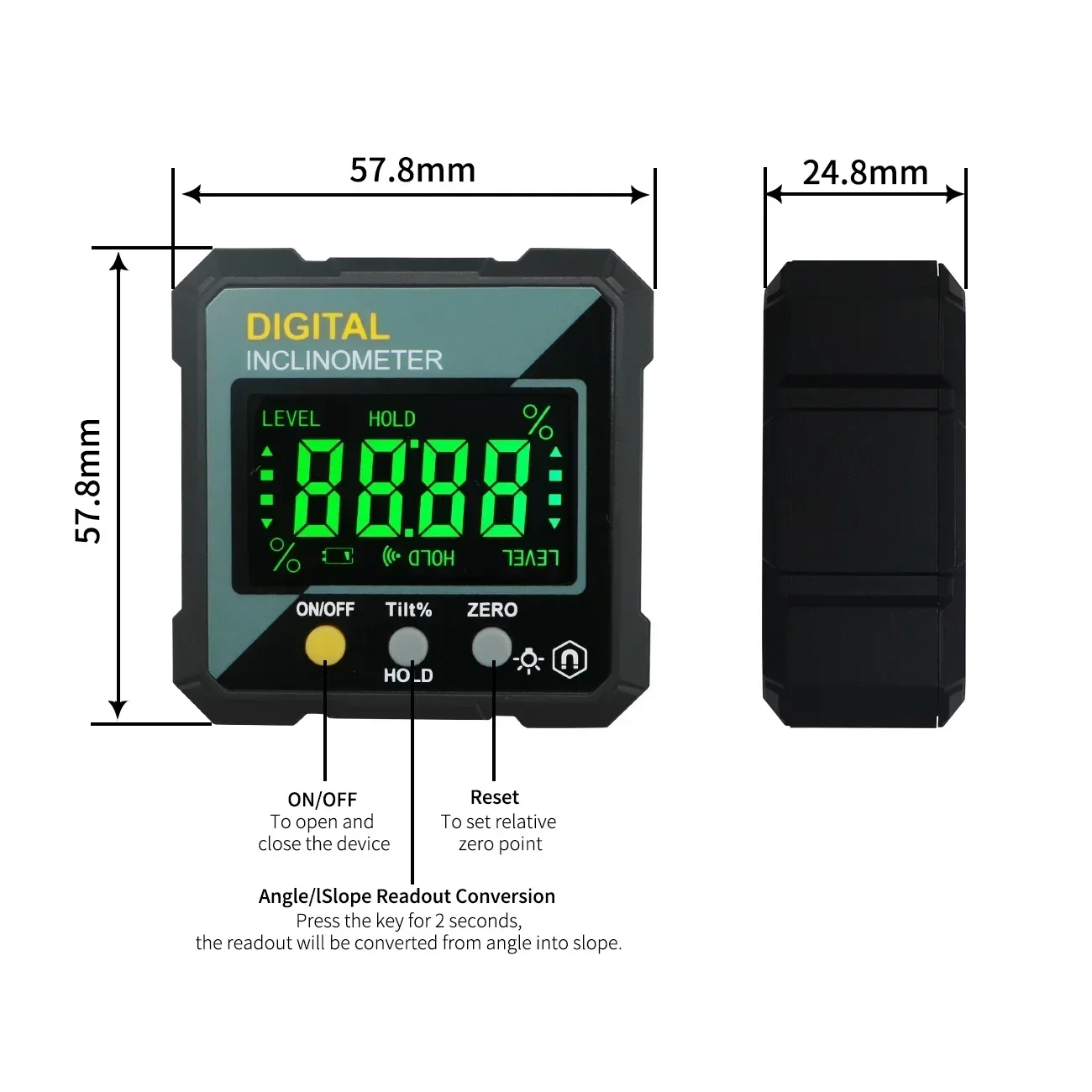 SHAHE Mới Góc Protractor 360 Độ Mini Điện Tử Kỹ Thuật Số Protractor Inclinometer Góc Tìm Đồng Hồ Đo Đo Hộp