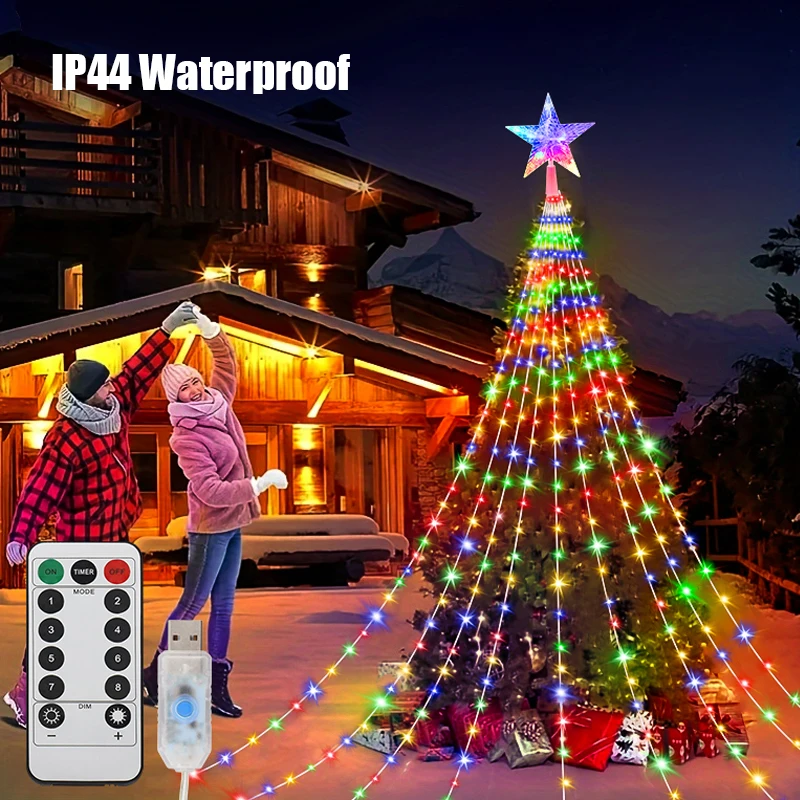Luci natalizie USB 2/3M 8 modalità Luci a stringa impermeabili a LED per interni ed esterni Illuminazione natalizia per feste di nozze