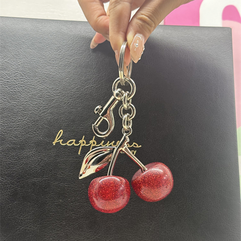 Five Different Styles Crystal Cherry Charm Pendant  For Coach Bag Women's Handbag Shoulder Bags Keychain Attachment Parts