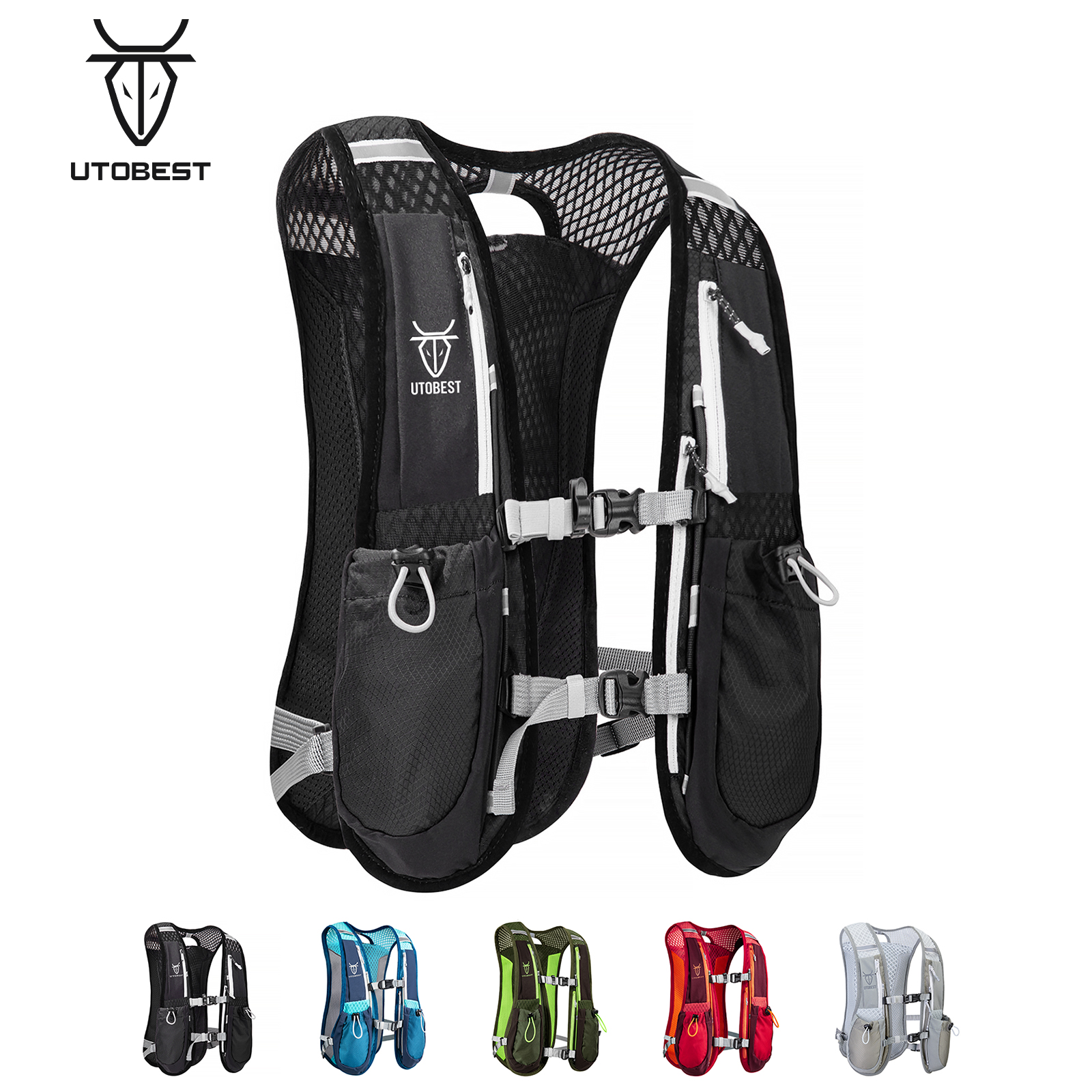 Utobest Trail Running Rugzak 5l Ultra Lichtgewicht Hydratatie Vest Ademend Functioneel Pakket Voor Marathon Fietsen Wandelen