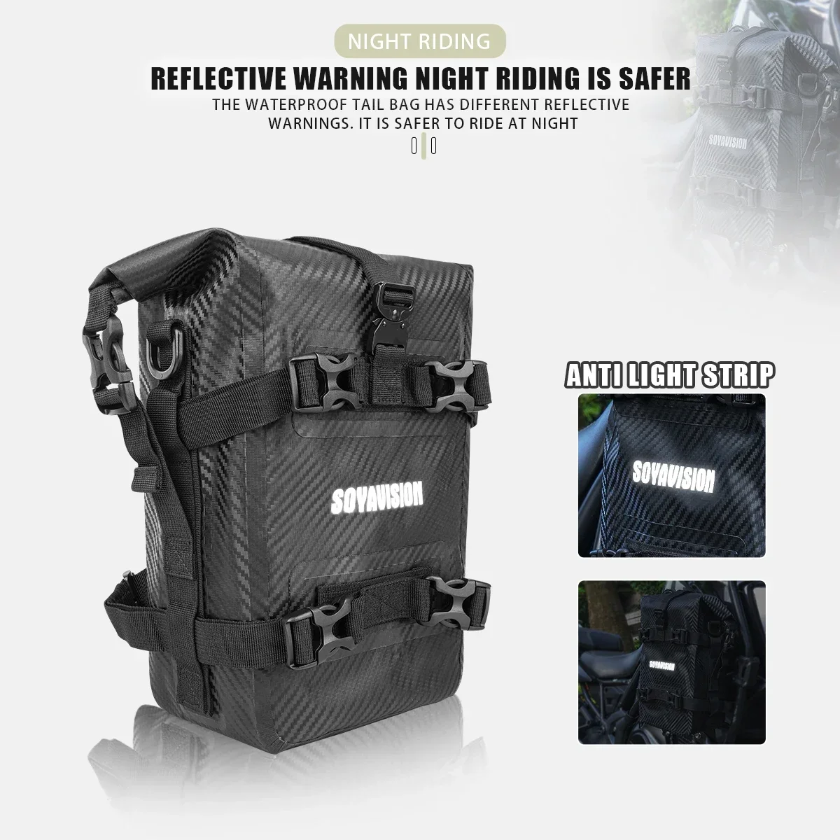 Bolsillo lateral impermeable para motociclismo, bolsa de almacenamiento para parachoques de gran capacidad, bolsa colgante para motocicleta, bolsa trasera