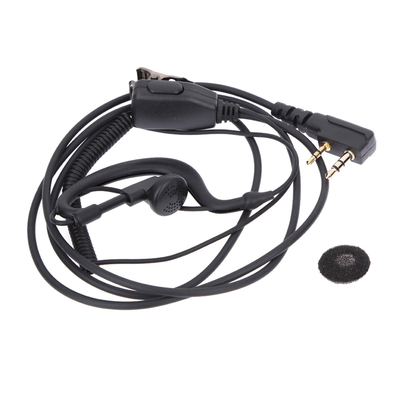 Słuchawka z mikrofonem PTT, 2 PIN, 1m, zaczep na ucho, do radiotelefonu, słuchawka douszna, interkom, słuchawka do UV5R/KENWOOD/HYT