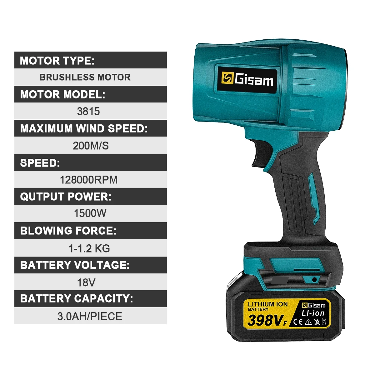 200 mt/s Bürstenlosen Turbo Elektrische Gebläse Turbo Jet Fan Heftigen Gebläse Auto Trockner Handheld Staub Blasen Werkzeug für Makita 18 V Batterie