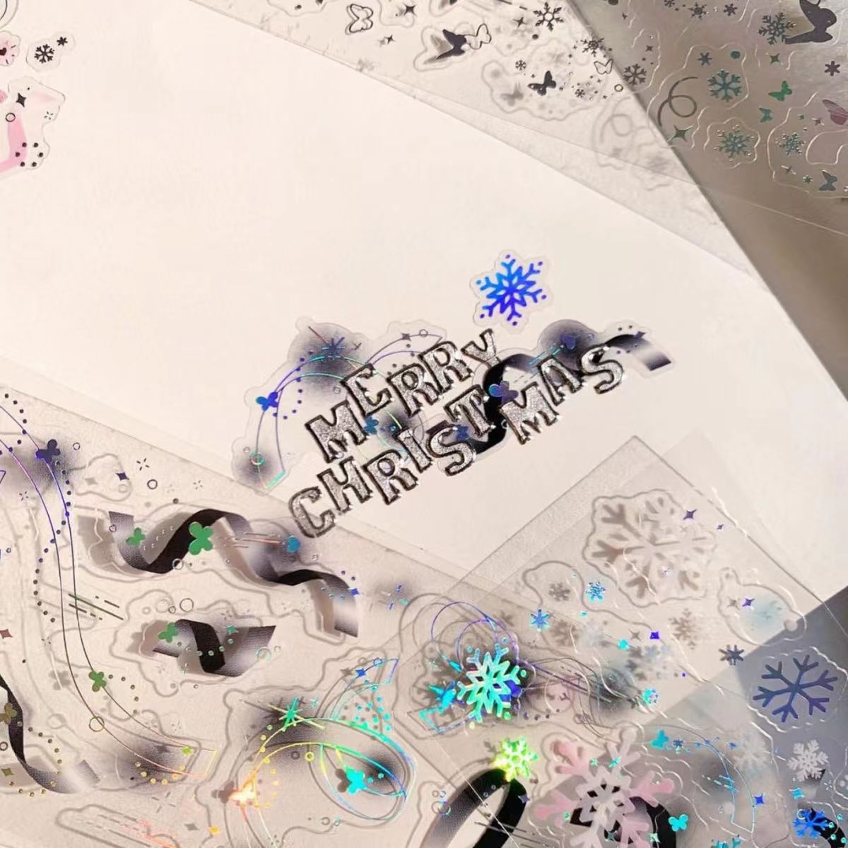 カラフルなリボンホログラフィックレーザーステッカー Diy スクレーピングかわいい装飾材料アイドルカードアルバムデコステッカー画材