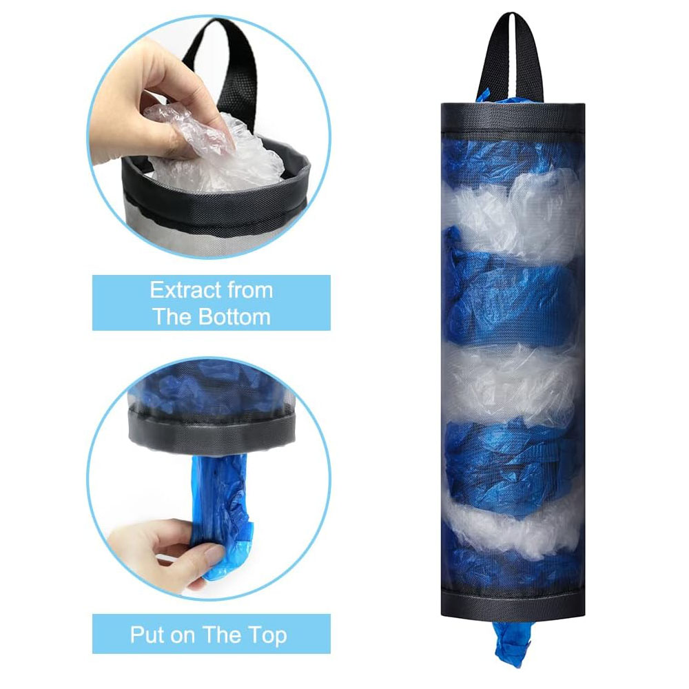 Bag Holder for Plastic Bags Grocery Dispenser Foldable Breathable Washable Hanging Mesh Garbage Bag Organizer for Plastic Bag St