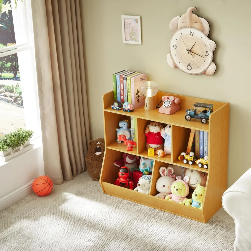 Toy Storage Organizer with Bookshelf, 5-Cubby Children's Toy Shelf, Toy Storage Cabinet, Suitable for Children's Room, Playroom,