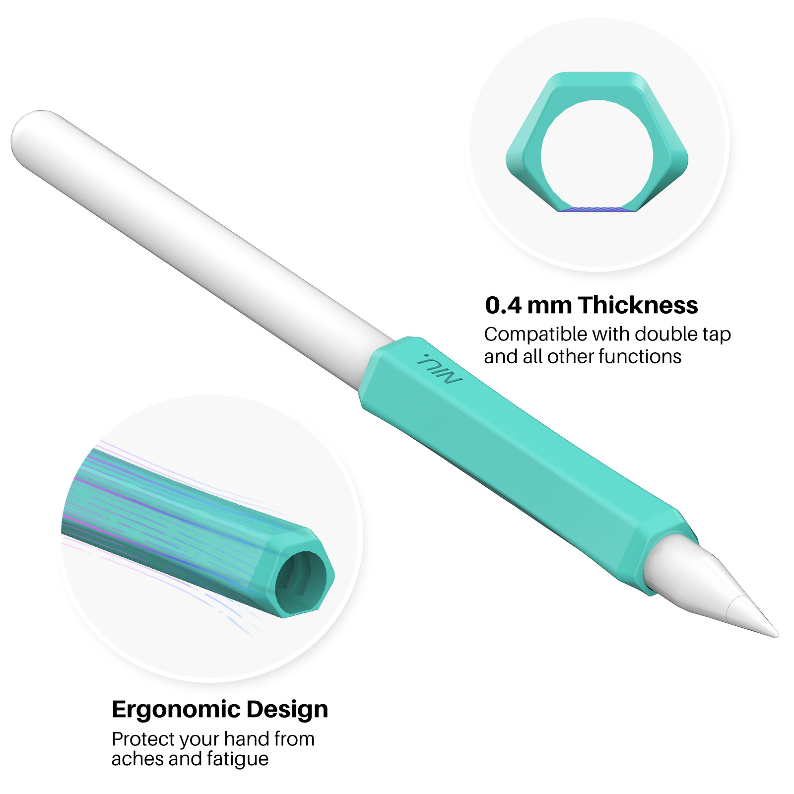 Funda protectora antideslizante con agarre para bolígrafo, adecuada para Apple Pencil 3 2 1, USB-C de silicona, fácil de sujetar, funda protectora con agarre para bolígrafo