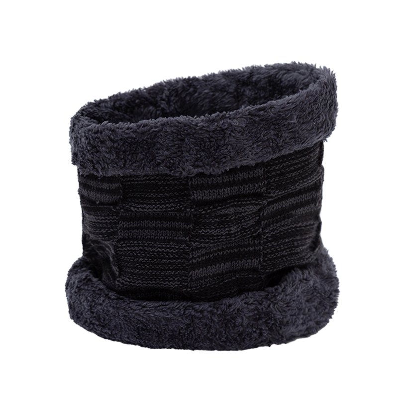 Winter Hat Scarf Set for Men Knitted Beanie with Scarves Thick Soft Plush Keep Warm Accessories Fashion