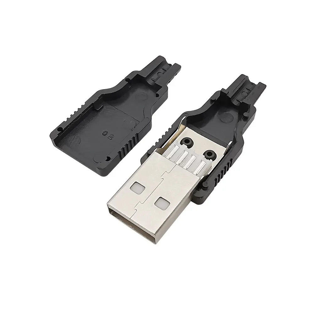 10pcs tipo A macho USB conector de tomada de 4 pinos com tampa de plástico preta