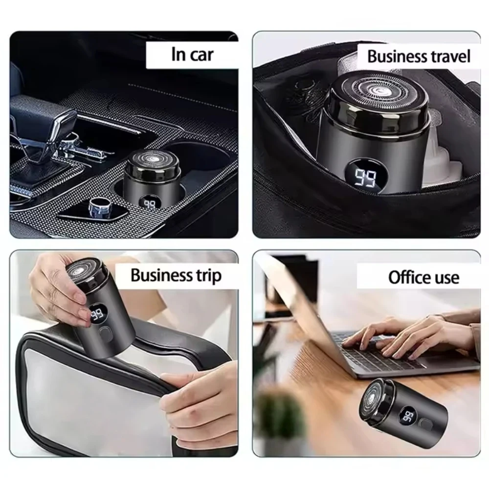 Mini rasoio elettrico ricaricabile per uomo e donna – Rasoio portatile con display digitale a LED Ricarica USB di tipo C per auto e uso domestico