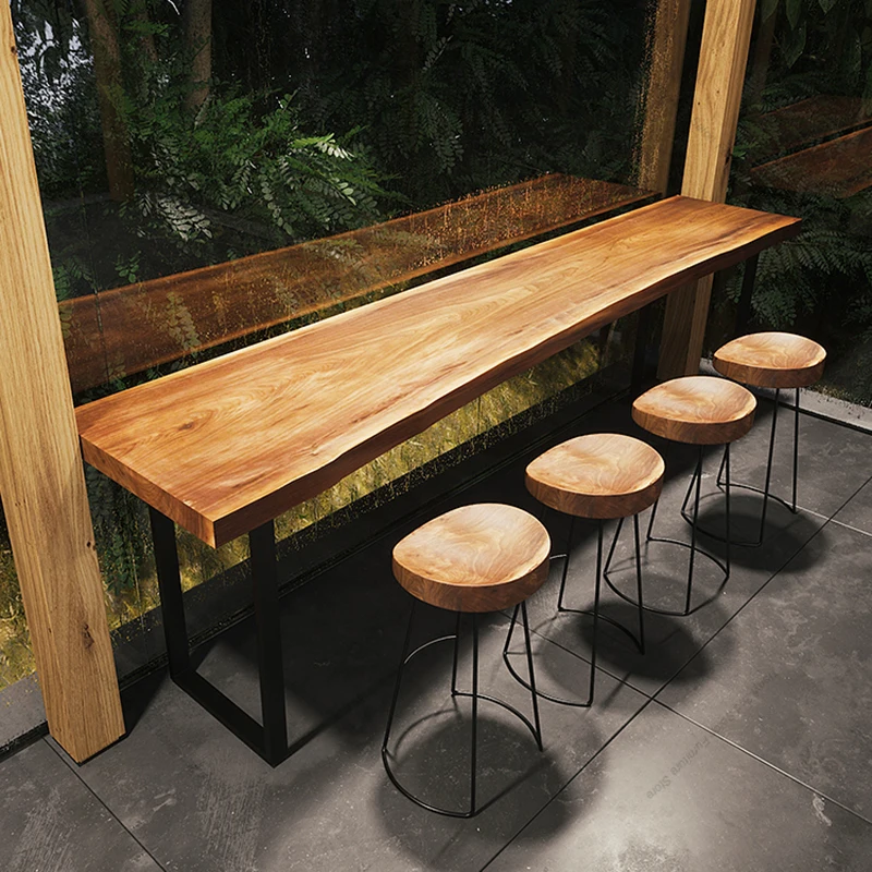 Nordic Originality Bar Table Solid Wood Designers Balcony Wall Advanced Bar Table Saloon Coffee Tavern Furniture Mesa Alta FYBT
