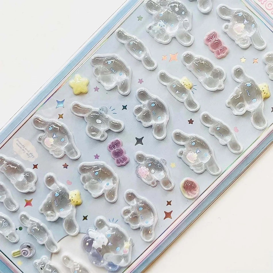 7 สไตล์อะนิเมะ Sanrio Kuromi Hello Kitty Hangyodon Cinnamoroll 3Dtransparent Jelly สติกเกอร์คริสตัลสติกเกอร์ตกแต่ง Casesdiy ของเล่น