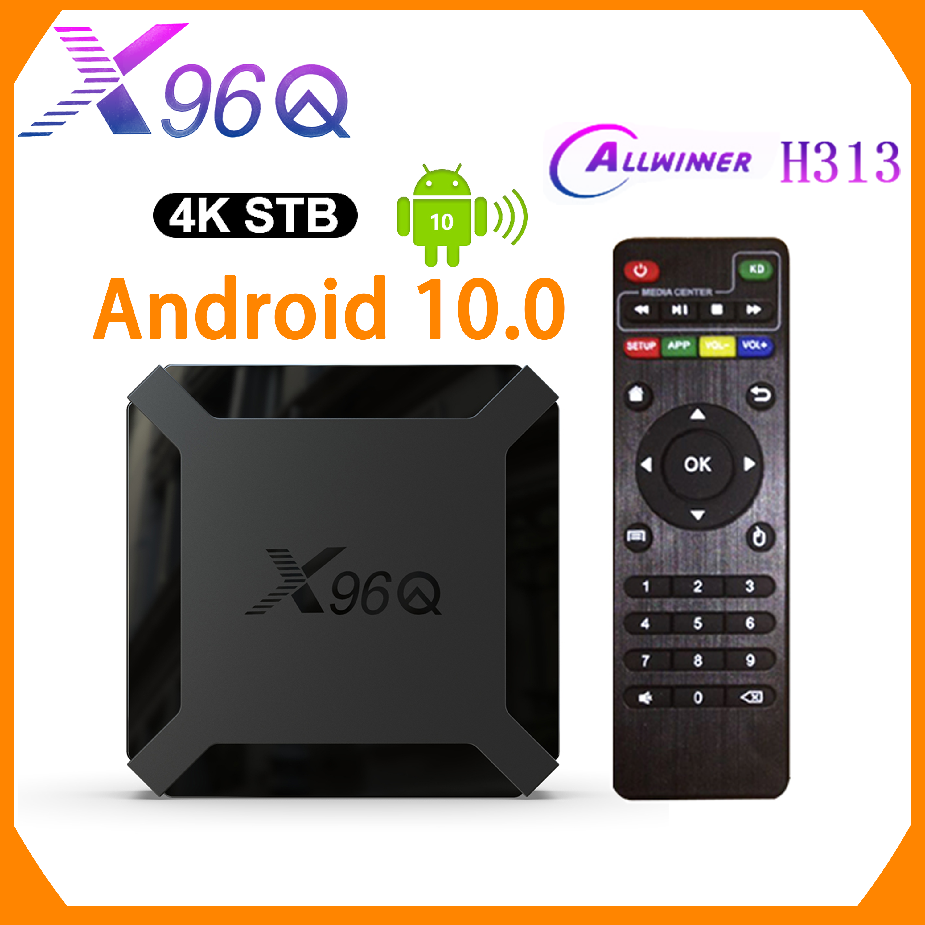 Android 10.0 TV Set Top Box, X96Q, 2GB, 16GB, Android 10.0, Allwinner H313, Quad Core, 4K, 2.4G, Wifi, Jogador do Google, Youtube, X96, 1GB, 8GB