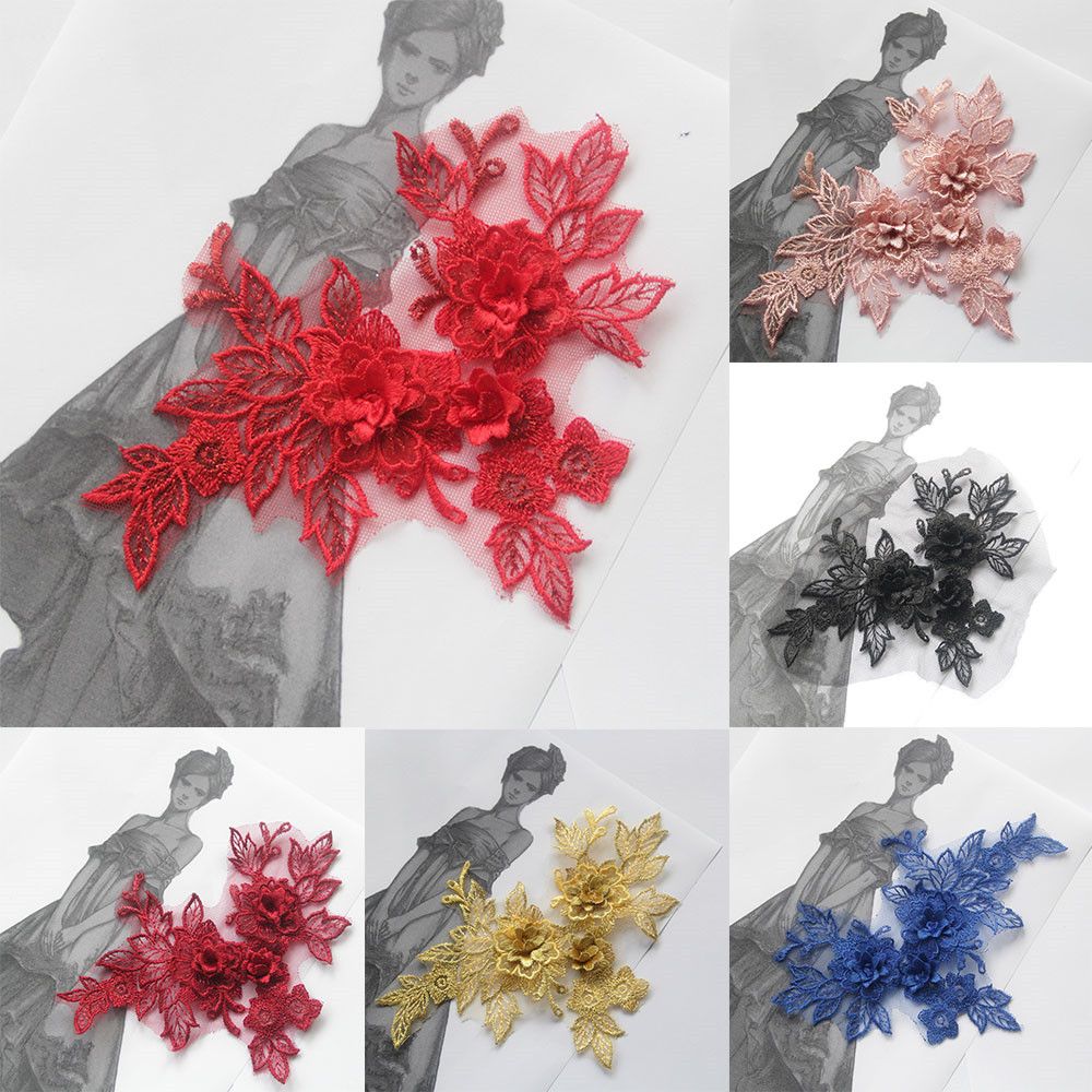 Свадебное ручное шитье, украшение одежды, нашивки, 3D цветок, кружево, вырез, аппликация, воротник, вышивка