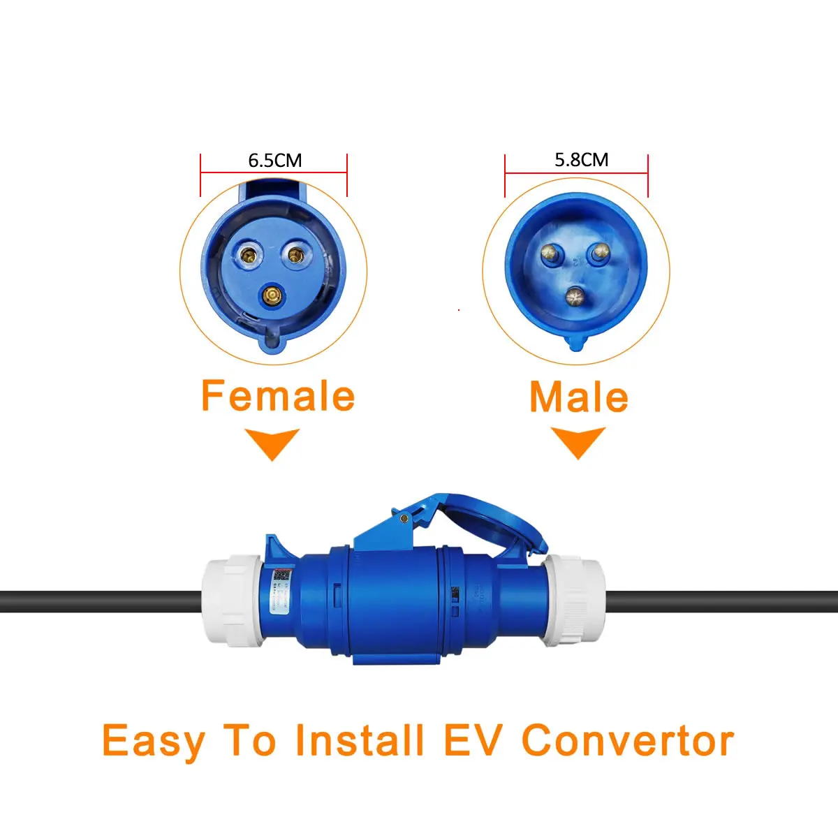 32A Blue CEE Socket to 16A EU Schuko Plug Adapter 7KW to 3.5KW Адаптер для зарядки электромобиля для портативного зарядного устройства EV