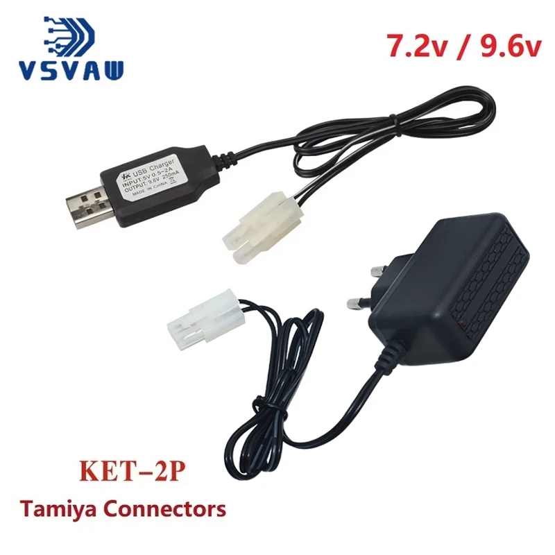 7.2v 9.6v Charger for NiCd NiMH battery Input 100v-240v Output 7.2v 250ma with Tamiya Plug Kep-2p Plug 9.6v charger For RC toys