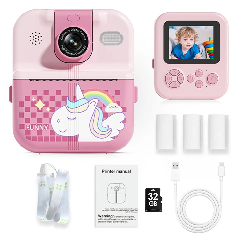 Kids Camera Instant Print Bluetooth Connection Photo 1080P HD Toddler Camera for Girls Boys 3-12 Age Birthday Christmas Gifts