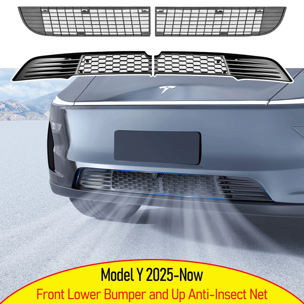 Wkładki siatkowe do grilla Tesla Model Y Juniper 2025 2026, przednia siatka wlotu powietrza, osłona kratki wentylacyjnej, akcesoria do Tesla Model Y