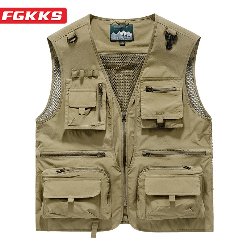 FGKKS 2023 Chaleco de ocio al aire libre para hombre, nuevo abrigo deportivo transpirable con múltiples bolsillos para exteriores, chaleco de ocio de diseño de alta calidad para hombre