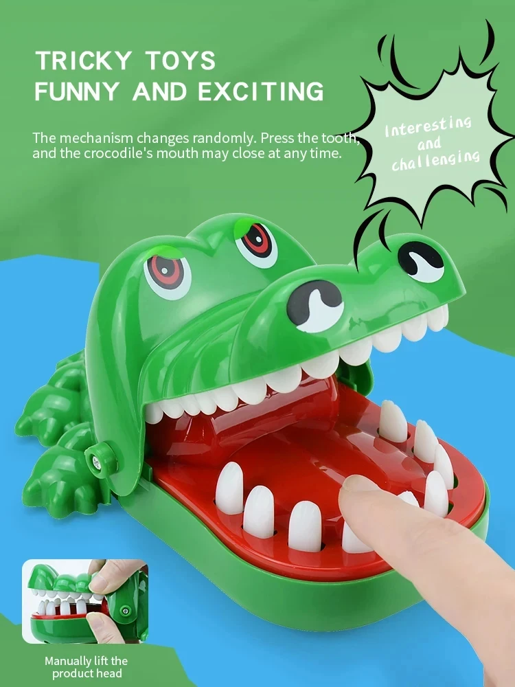 Brinquedos de dentes de crocodilo jacaré mordendo dedo dentista clássico jogos de família festa brincadeiras crianças sorte jogo brinquedo de descompressão
