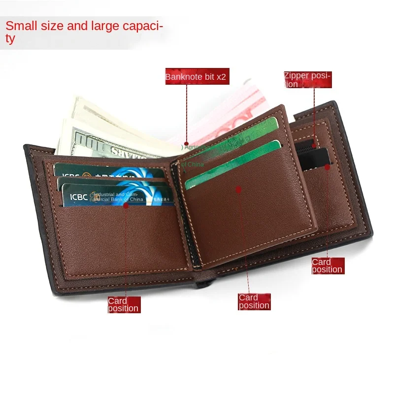 Men's Short PU Leather Large Capacity Wallet, Men's Short PU Leather Wallet, Multi-card Multi-function Card Bag,Durable