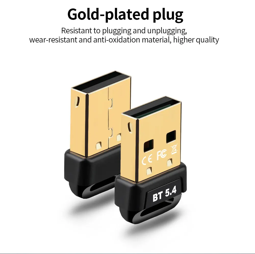Адаптер Bluetooth 5.4 USB Bluetooth 5.3 Dongle Bluetooth-приемник и передатчик для Bluetooth-клавиатуры/мыши/наушников/динамика