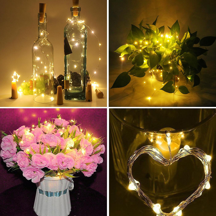 10 stücke 2M Kork Stopper Wein Flasche Fee Licht Kupfer Draht LED Weihnachten String Licht Urlaub Partei DIY Flasche kork Licht Girlande