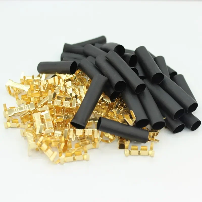 100 Sets U-Shaped Electrical Wire Connectors Set Crimp Terminals Block for Wiring Cable Lock Heat Shrink Tube Kits