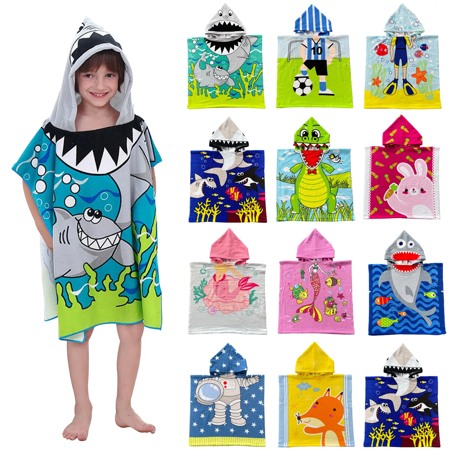 Acessórios do bebê dos desenhos animados banho criança criança com capuz capa roupão toalha de praia do bebê crianças dos desenhos animados roupões de banho