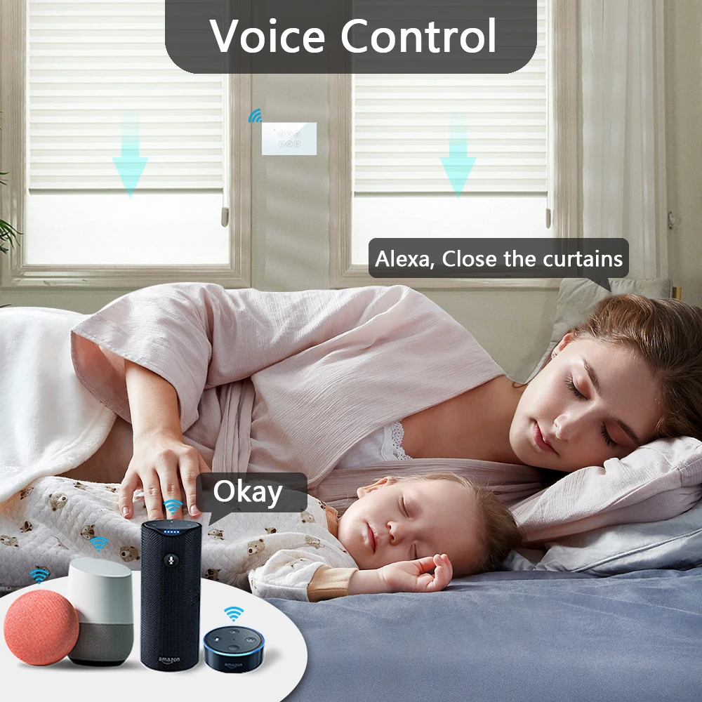 QCSMART WiFi Doppel Vorhang UNS Schalter Tuya Smart Leben Fernbedienung Jalousien Rollladen Prozent Timer Google Home Alexa