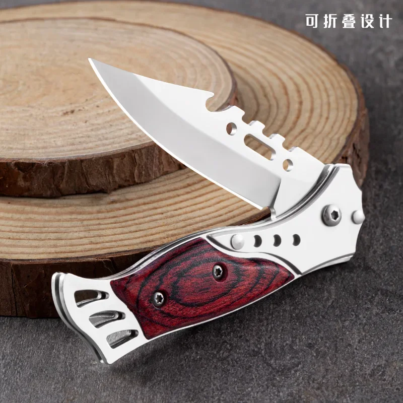 Outdoor mini pocket folding knife, portable mountaineering self-defense survival knife, high hardness multi-function EDC knife