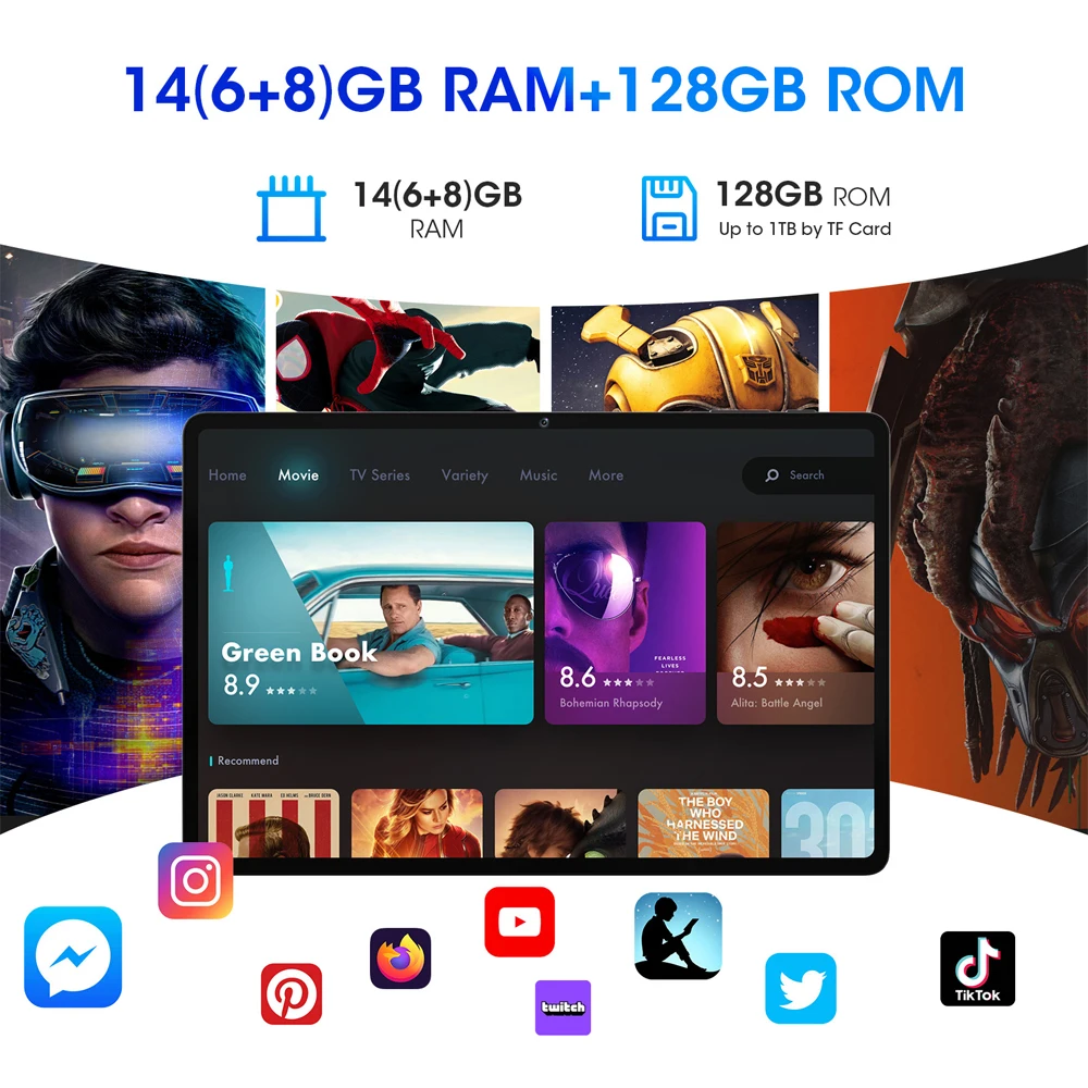 Weeliaksi Android 14 планшет, экран 10,95 дюймов, 14 ГБ + 128 ГБ, Восьмиядерный процессор, 1920x1200 FHD Incell 5 + 13 МП, двойная камера GPS WiFi6, аккумулятор 7000 мАч