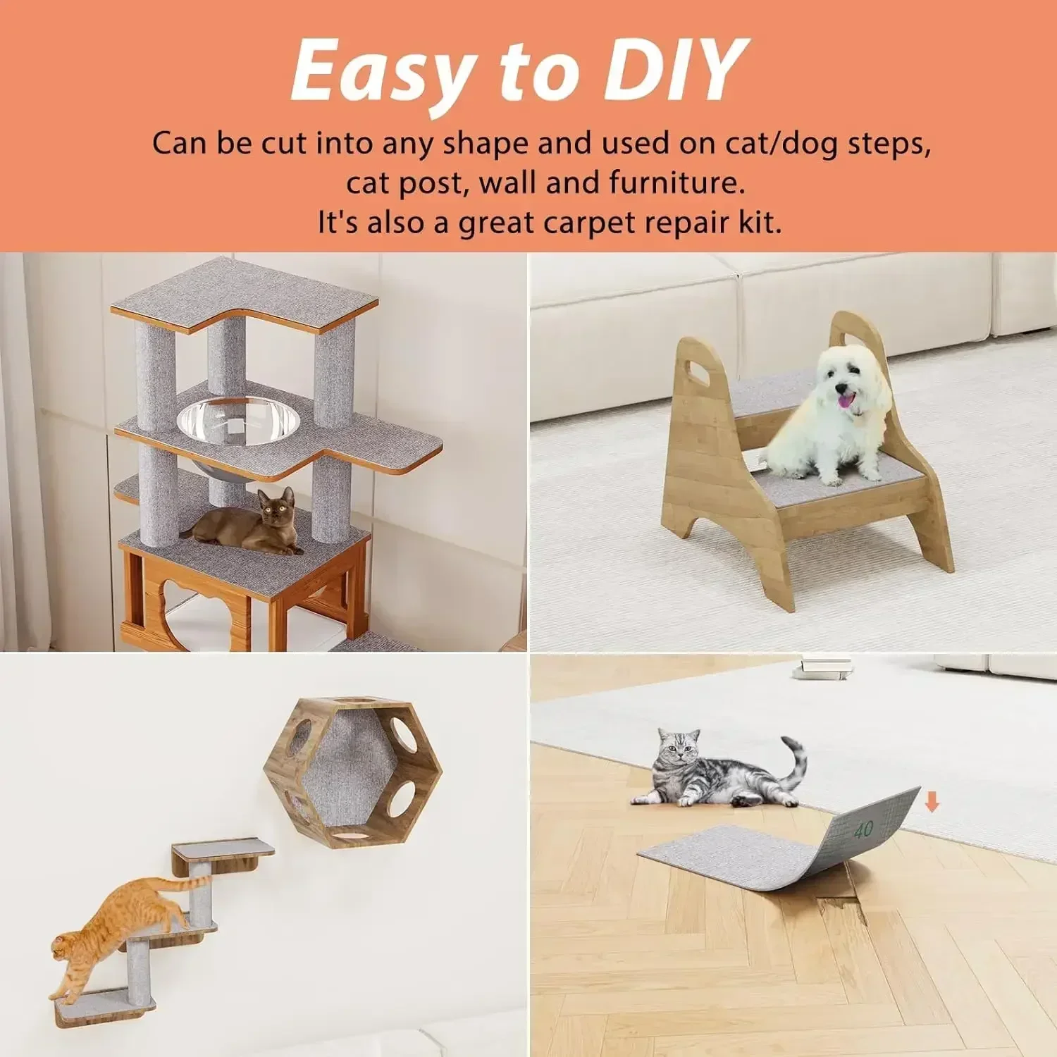 고양이 Scratcher 소파 수호자 고양이 Scratcher 패드 보드 보호 Trimmable 자체 접착 카펫 코너 벽 DIY 고양이 스크래치 매트