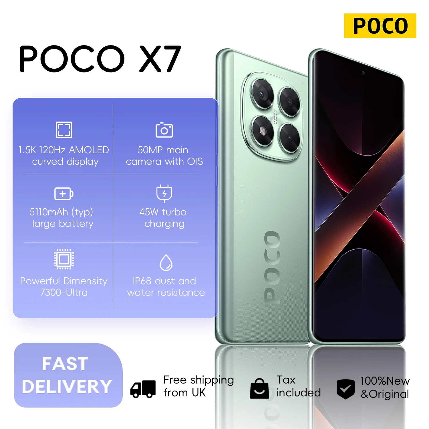 World Premiere POCO X7 Global Version Smartphone Dimensity 7300-Ultra 6.67" 1.5K AMOLED Curved Display 45W Turbo Charging NFC