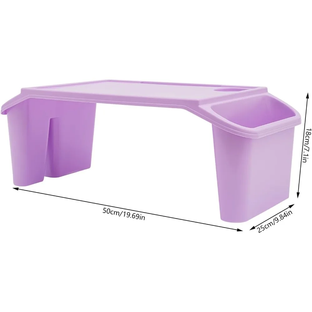 4 Pcs Kids Lap Desk Tray Plastic Breakfast Laptop Trays Portable Lap Bed Table with Side Pockets (20" x 10" x 7")