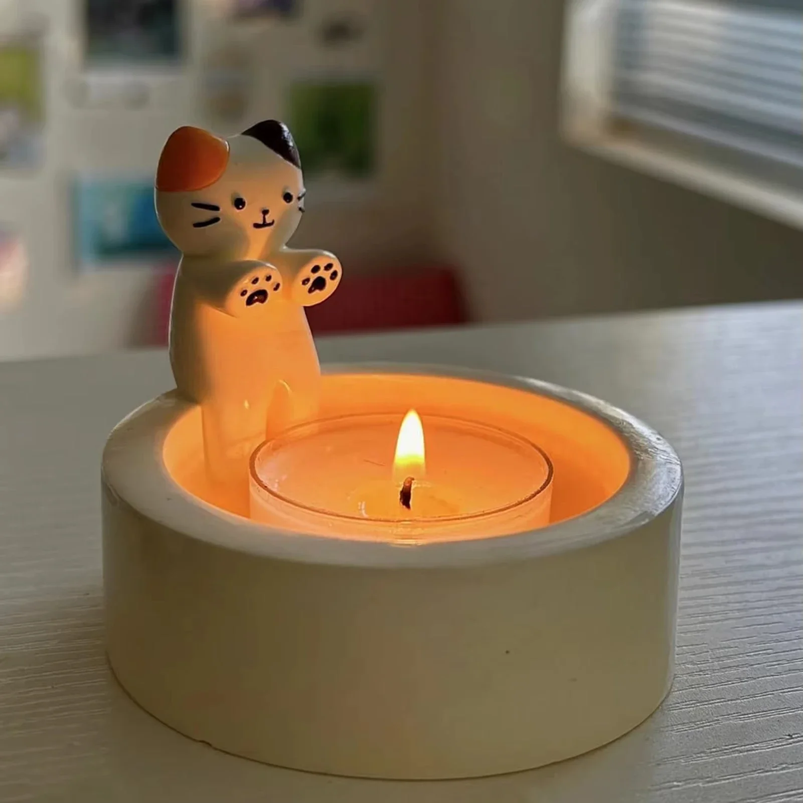 새끼 고양이 캔들 홀더 귀여운 고양이 촛대 크리 에이 티브 아로마 테라피 캔들 홀더 내구성 높은 Tempe 만화 촛대 장식